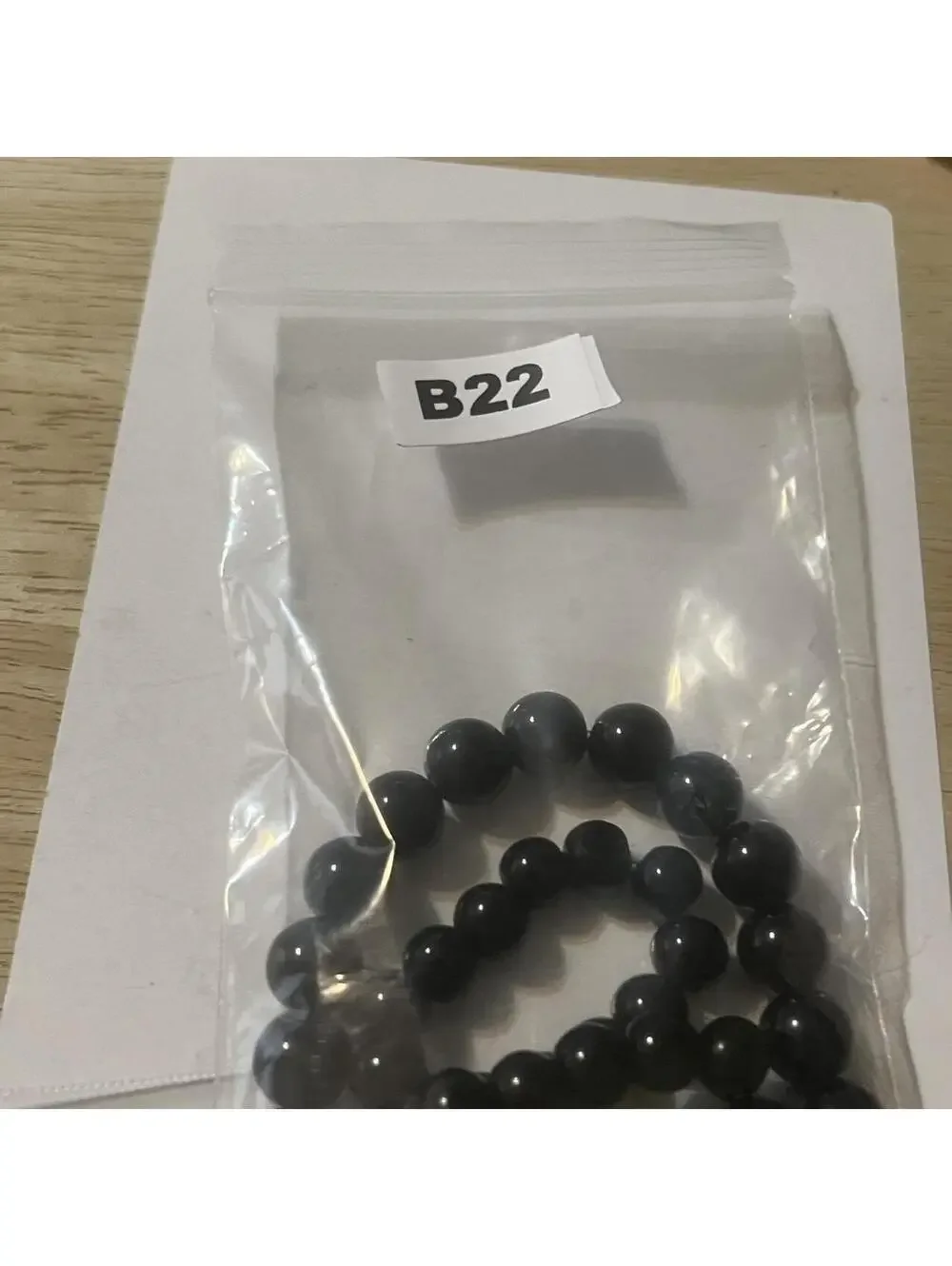 B-22 BRAND NEW Black Beaded Stretch Bracelet Set with Tiger's Eye Accent